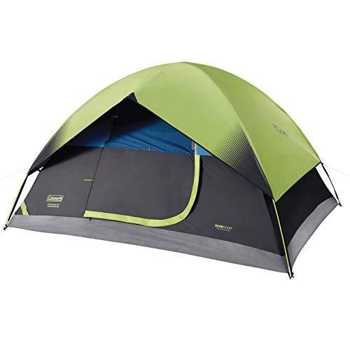 COLEMAN DOME CAMPING TENT | SUNDOME DARK ROOM TENT WITH EASY SET UP , GREEN/BLACK/TEAL, 4 PERSON | Coleman