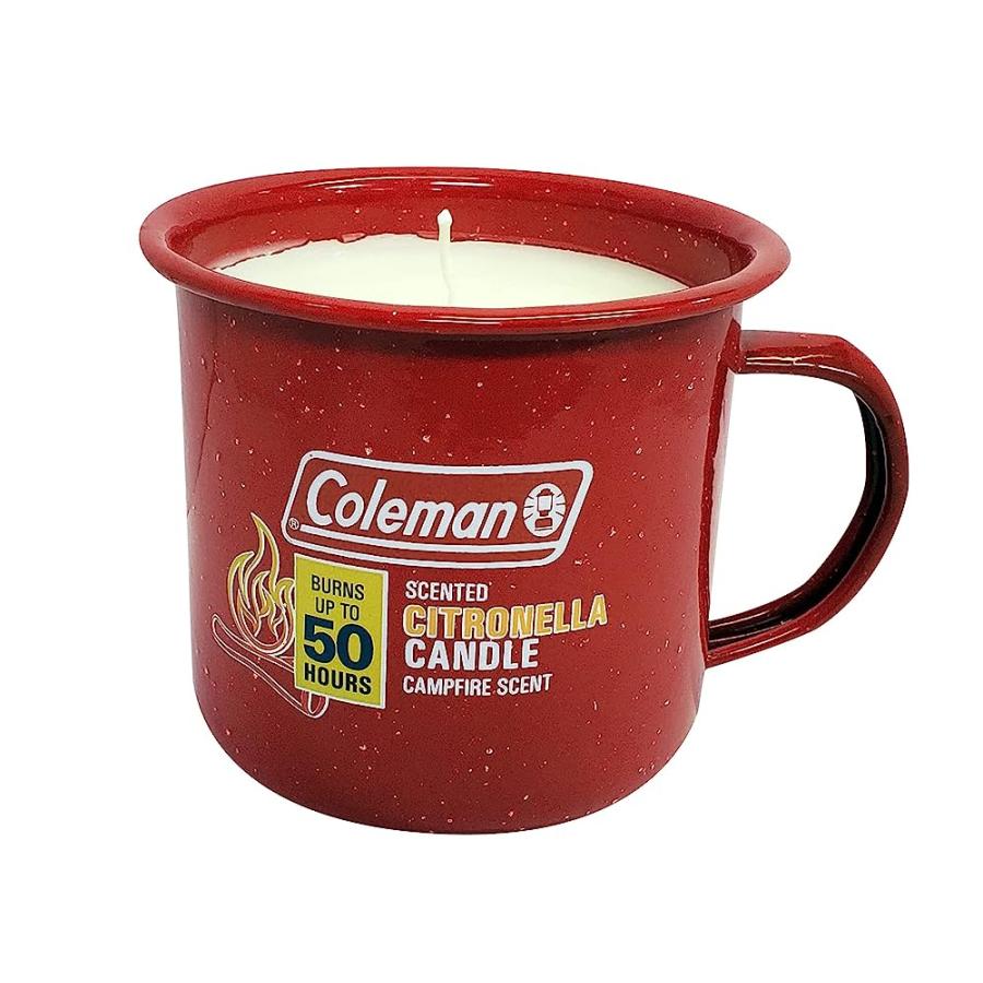 COLEMAN REPELLENTS TIN MUG OUTDOOR CITRONELLA CANDLE | RUSTIC OUTDOOR CAMPING CANDLE WITH CAMPFIRE SCENT, RED | Coleman | 02