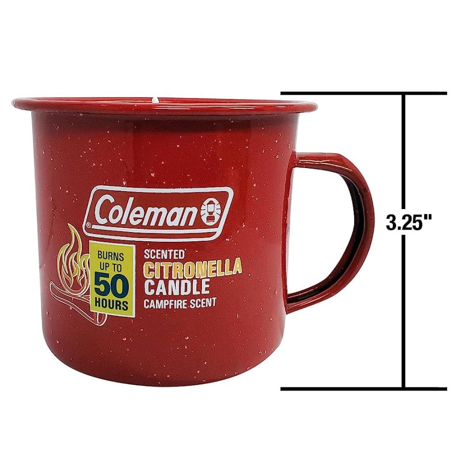 COLEMAN REPELLENTS TIN MUG OUTDOOR CITRONELLA CANDLE | RUSTIC OUTDOOR CAMPING CANDLE WITH CAMPFIRE SCENT, RED | Coleman | 03