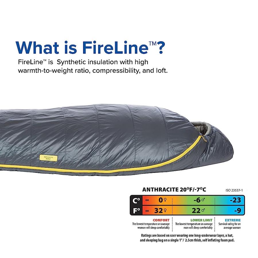 BIG AGNES ANTHRACITE SLEEPING BAG, 20 DEGREE, (FIRELINE PRO RECYCLED), SLATE, REGULAR, LEFT ZIP | BIG AGNES | 04