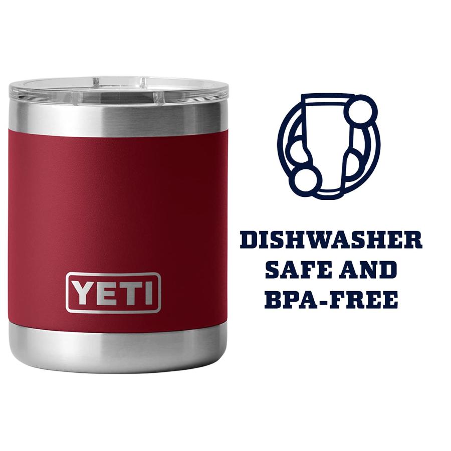 YETI Rambler 10オンス ローボール マグスライダー蓋付き 真空断熱 ステンレス製、ハーベストレッド | YETI | 02