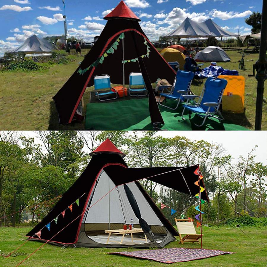 VIDALIDO 12'X10'X8'DOME CAMPING TENT 5-6 PERSON 4 SEASON DOUBLE LAYERS WATERPROOF ANTI-UV WINDPROOF TENTS FAMILY OUTDOOR CAMPING TENT (BLACK) | Vidalido | 01