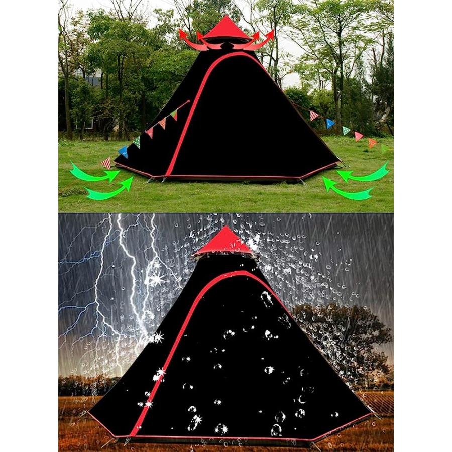 VIDALIDO 12'X10'X8'DOME CAMPING TENT 5-6 PERSON 4 SEASON DOUBLE LAYERS WATERPROOF ANTI-UV WINDPROOF TENTS FAMILY OUTDOOR CAMPING TENT (BLACK) | Vidalido | 03