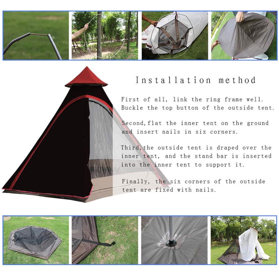 VIDALIDO 12'X10'X8'DOME CAMPING TENT 5-6 PERSON 4 SEASON DOUBLE LAYERS WATERPROOF ANTI-UV WINDPROOF TENTS FAMILY OUTDOOR CAMPING TENT (BLACK) | Vidalido | 06