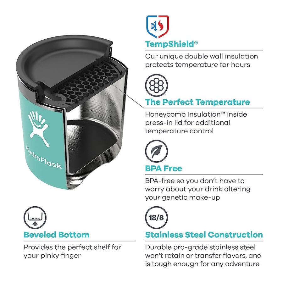 HYDRO FLASK 10 OZ. ROCKS CUP - VACUUM INSULATED & REUSBALE WHISKEY GLASS WITH PRESS-IN LID | HYDRO FLASK | 01