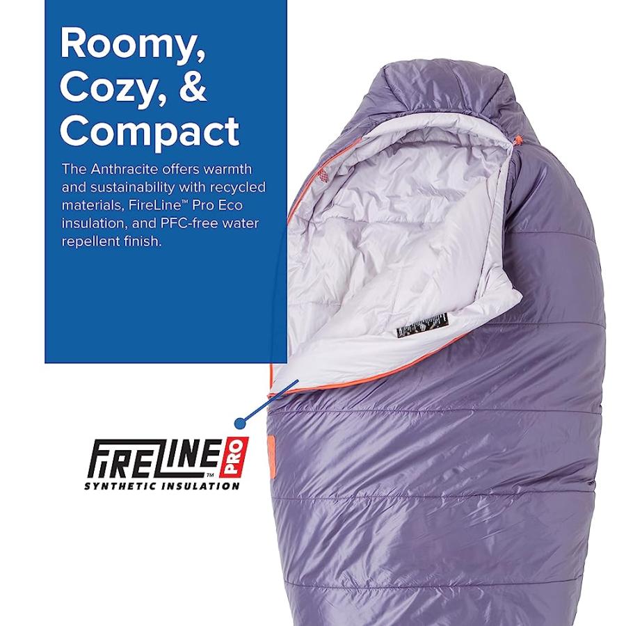 BIG AGNES WOMEN'S, ANTHRACITE SLEEPING BAG, 20 DEGREE, (FIRELINE PRO RECYCLED), LAVENDER, REGULAR, RIGHT ZIP | BIG AGNES | 01