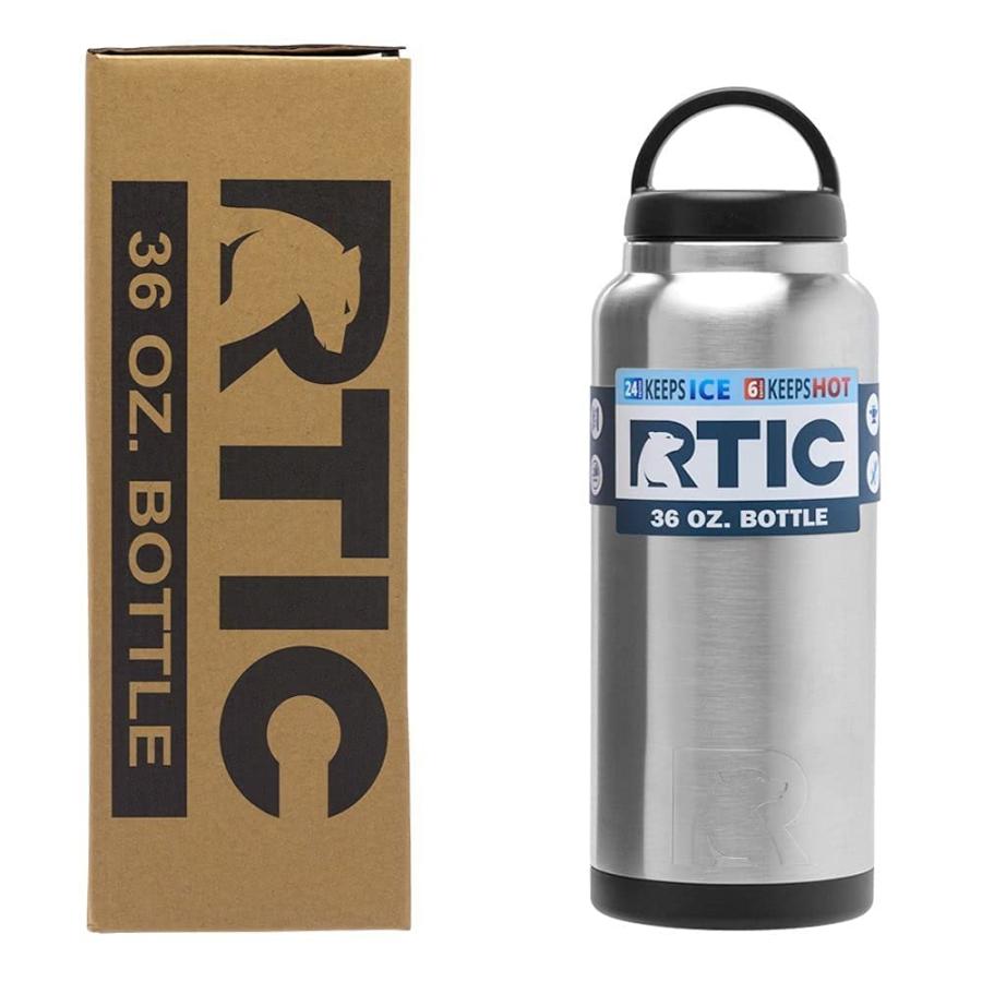 RTIC 36OZ VACUUM INSULATED WATER BOTTLE, METAL STAINLESS STEEL DOUBLE WALL INSULATION, BPA FREE REUSABLE, LEAK-PROOF THERMOS FLASK FOR HOT AND CO |  | 01