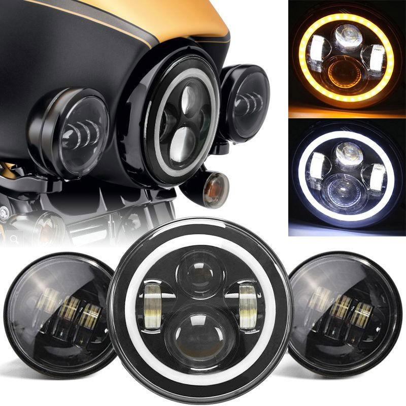 ハーレー　ヘッドライト ハーレーダビッドソンの7 \"LEDプロジェクターデイメーカーヘッドライト+ 4.5\""合格ライト 7\"" LED Projecto"