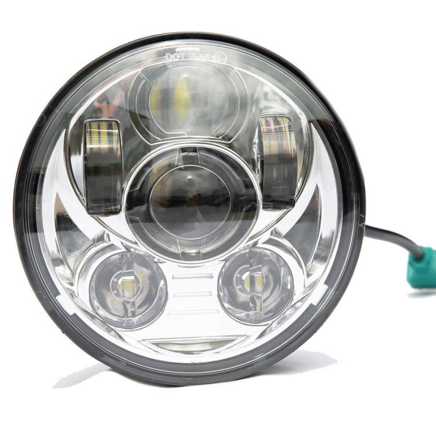 ハーレー ヘッドライト 5 3/4 LEDクロームヘッドライトデイメーカープロジェクターハーレーダイナのワイドグライドFXDWG用 5 3/4 LEDの画像