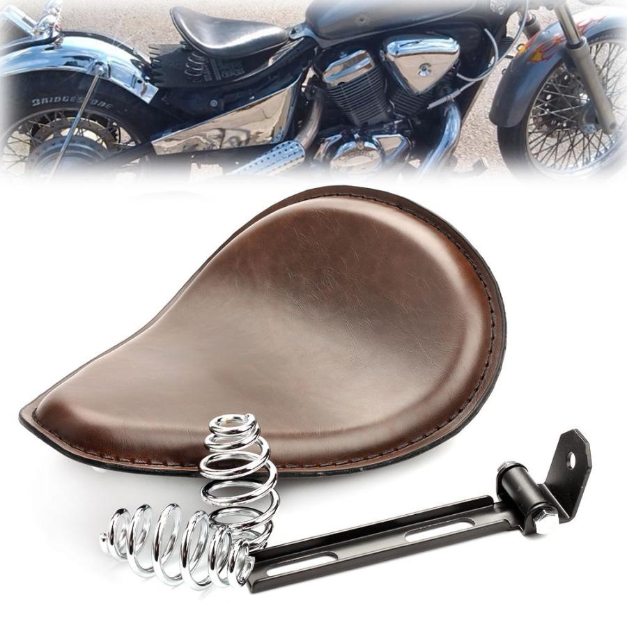居敷き ソリッドオートバイブラウンシート3 \"スプリングブラケットハーレーチョッパーBobberホンダ用 Solo Motorcycle Brown" 車、バイク、自転車-バイク