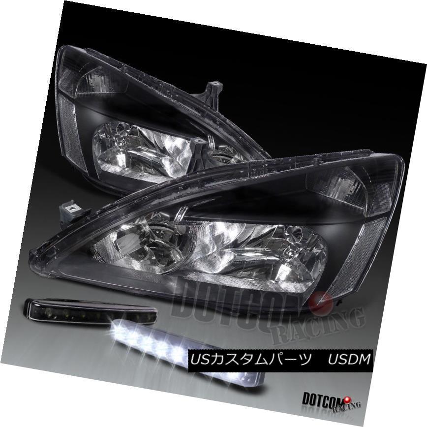 ヘッドライト ホンダアコードヘッドライト+ 8 LEDフロントバンパーフォグDRLランプのための黒2003年から2007年 Black 2003-20