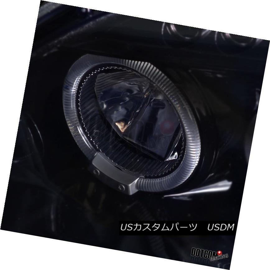 ヘッドライト 1996-1998 Honda Civic Glossy Black Smoke Halo LEDプロジェクターヘッドライトペア Forの画像