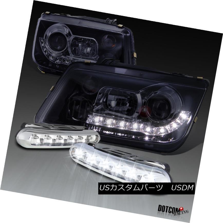 ヘッドライト 光沢ブラックフィット1999-2005ジェッタR8 LED DRLプロジェクターヘッドライト+ LEDフォグランプ Glossy Bla