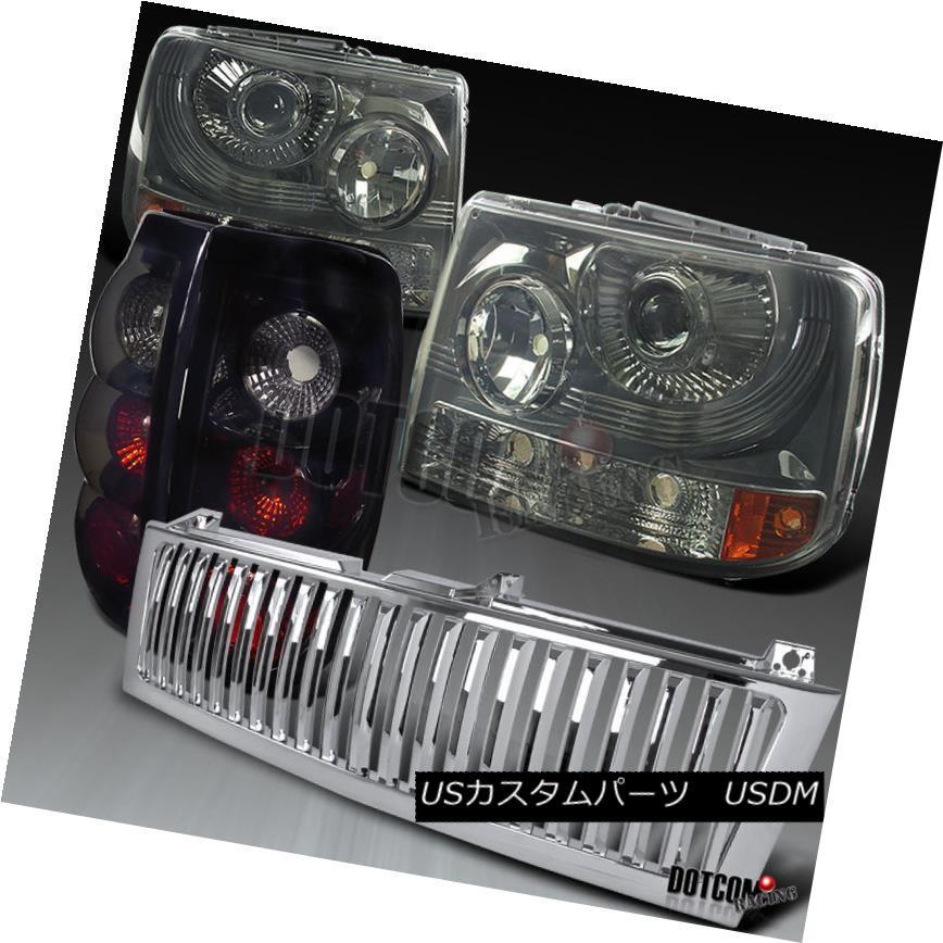 ヘッドライト 99-02 Silverado 1500煙プロジェクターヘッドライト+グロー  ssyブラックテールランプ+グリ