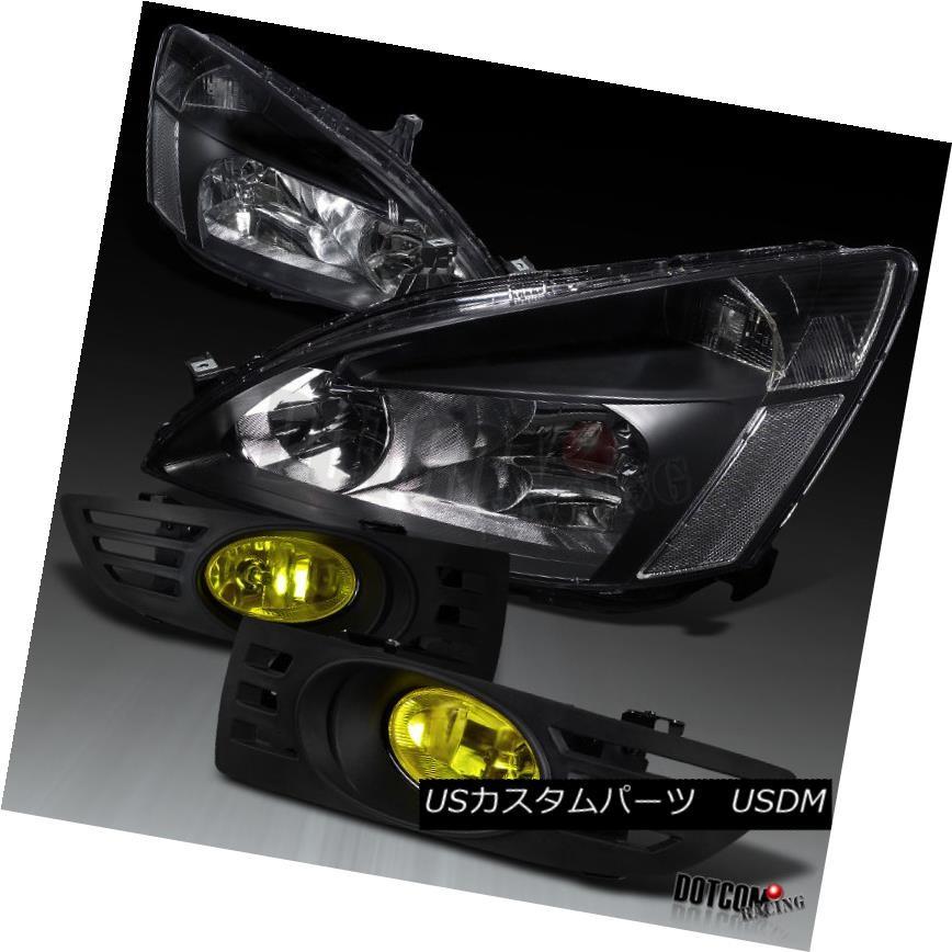 ヘッドライト 2003  -  2005年ホンダアコード2r JDMダイヤモンドブラックヘッドライト+イエロー  ow Fog