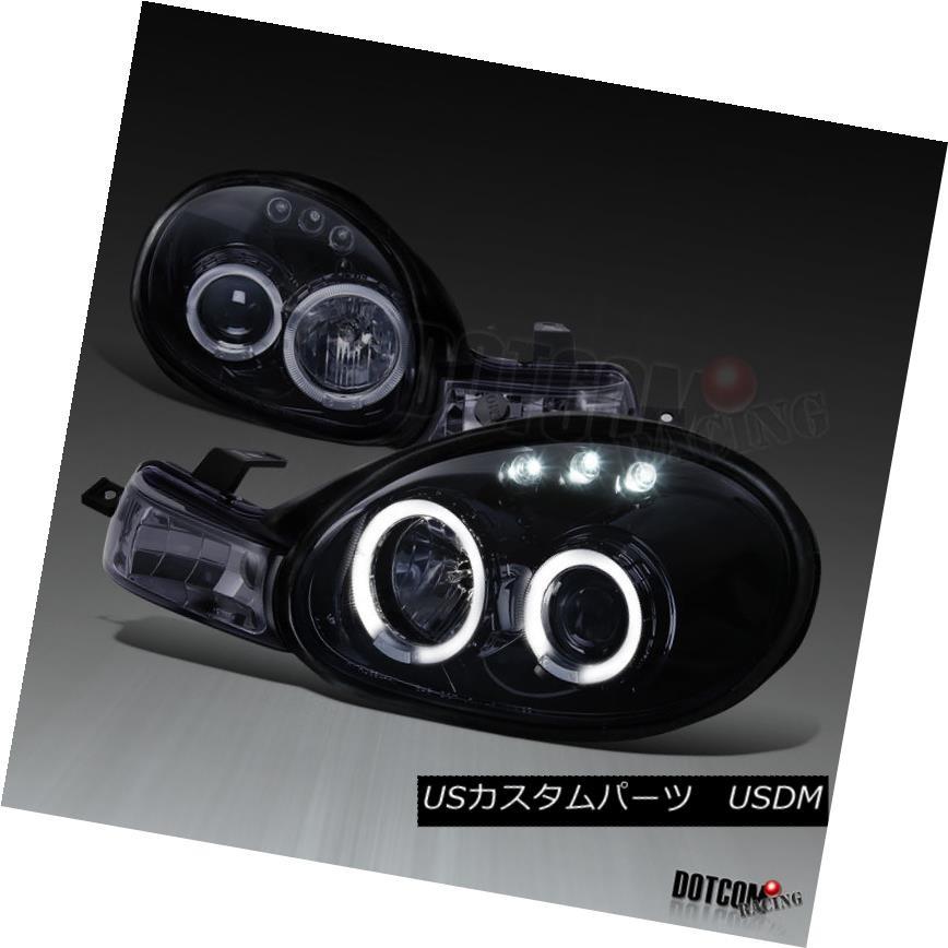 ヘッドライト 光沢ブラックダッジプリマス2000-2002ネオンLEDハロー煙プロジェクターヘッドライト Glossy Black Dodge Ply