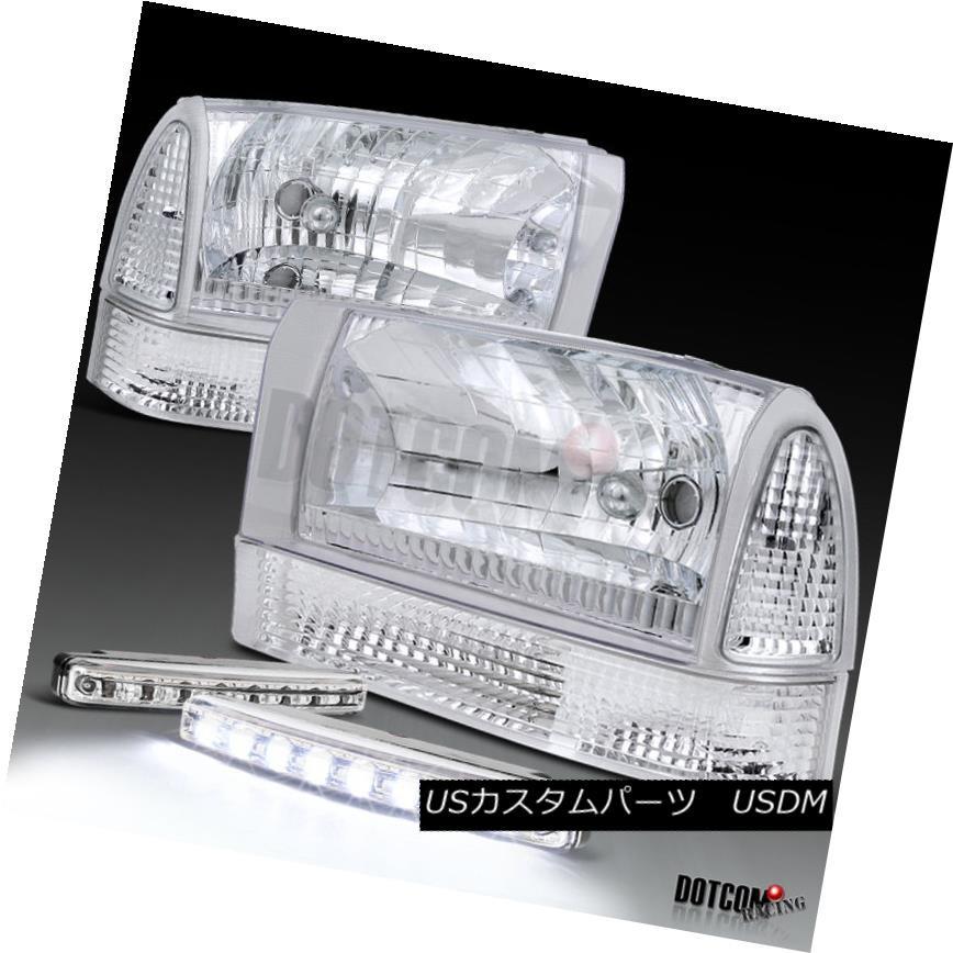 ヘッドライト Chrome 99-04 F250 350スーパーDutyヘッドライト+コーン  erランプW / 8-LED
