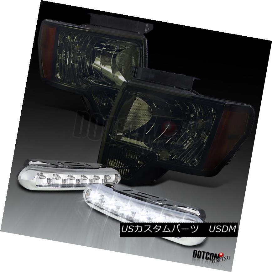 ヘッドライト 09-14 Ford F 150ユーロクリスタルスモークヘッドライトW /リフレクター+ LEDフォグバンパーDRL 09-14 For