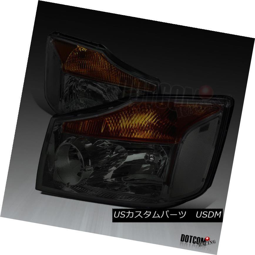 ヘッドライト フィット日産2004-2015タイタン2004-2007アルマダスモークレンズクリスタルヘッドライトペア Fit Nissan 2004