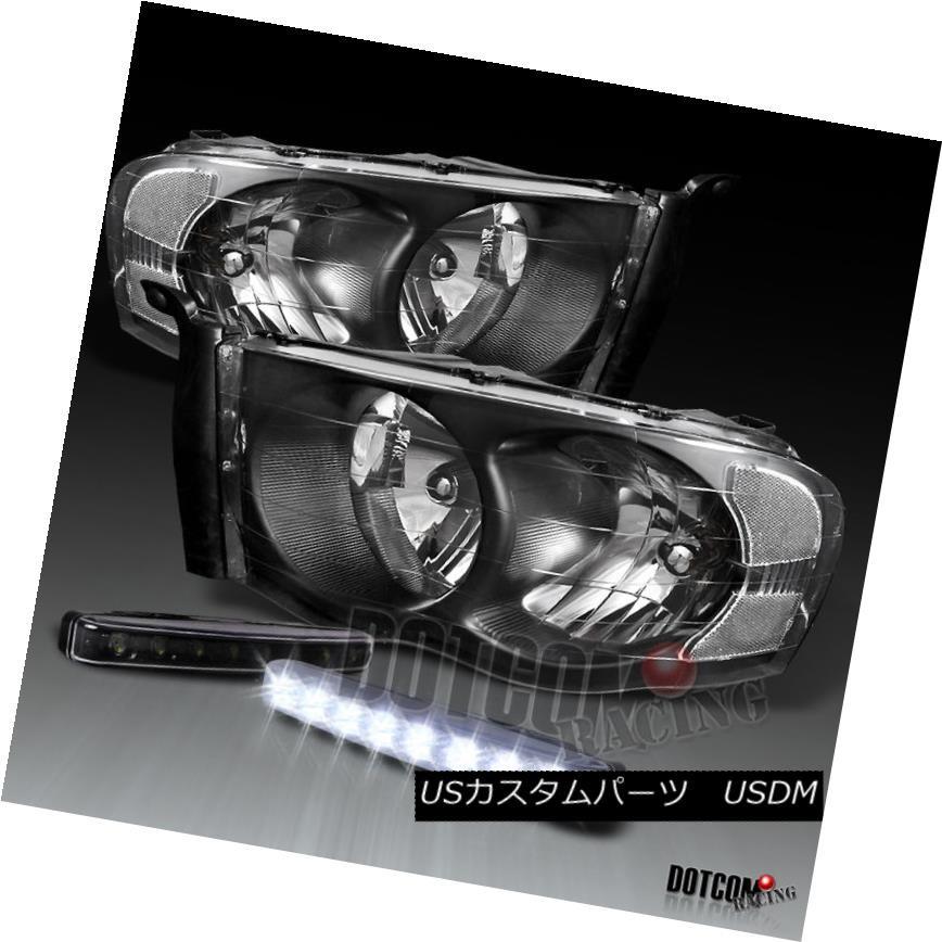 ヘッドライト ブラック02-05ドッジRAM 1500ヘッドライトW / 8 LEDバンパーDRLフォグランプ03-05 RAM 2500 Black