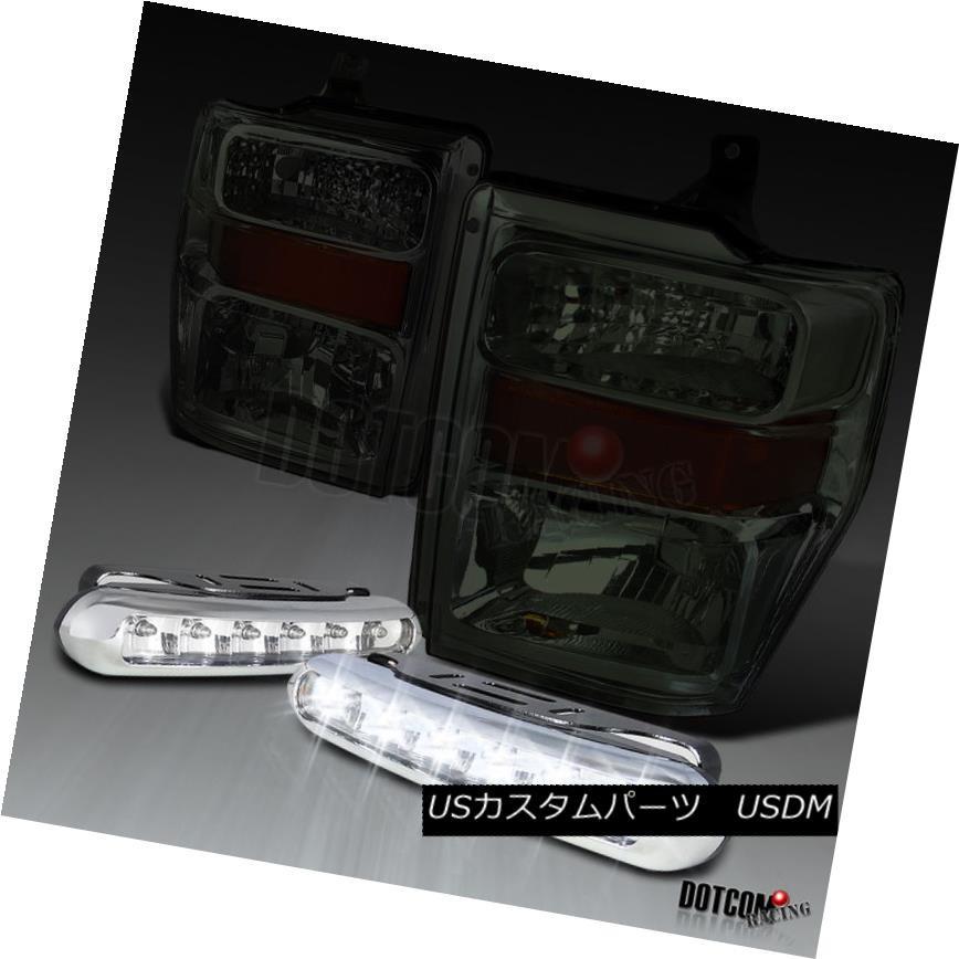 ヘッドライト 08-10フォードF250 F350 F450スーパースモークスモーククリスタルヘッドライト+ LED DRLフォグランプ 08-10
