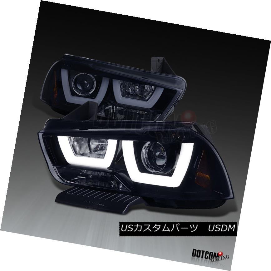 ヘッドライト 2011-2014 Dodge Charger Glossy BlackデュアルHalo LED DRLプロジェクターヘッドライトペア