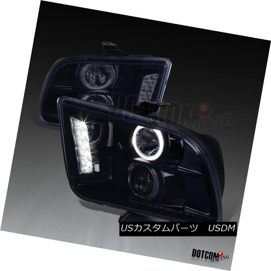 ヘッドライト 2005-2009フォードマスタンググロッシーブラックLEDハロープロジェクターヘッドライトヘッドランプ 2005-2009 Ford