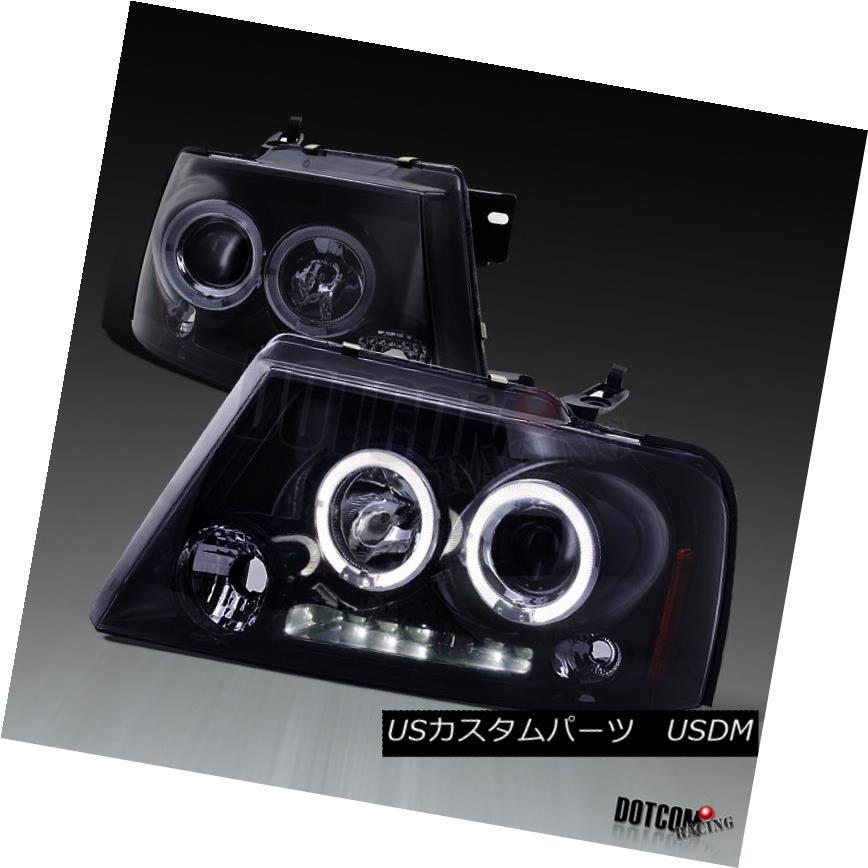 ヘッドライト 新しい光沢のある黒2004-2008フォードF  -  150デュアルヘイロープロジェクターLEDヘッドライト煙 New Glossy