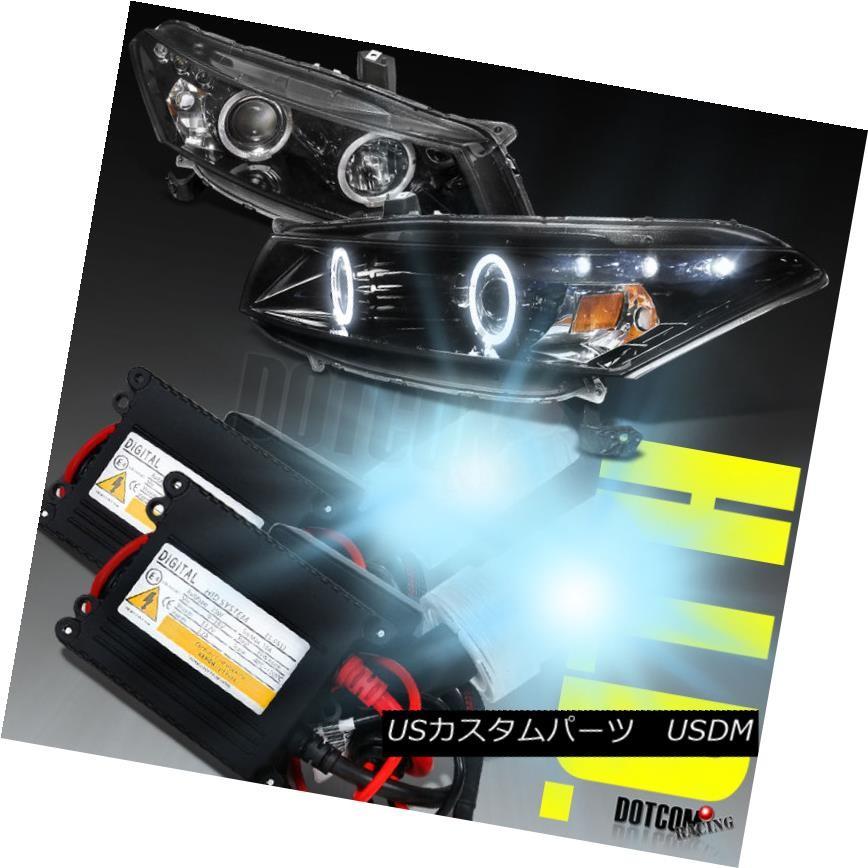 ヘッドライト Glossy Black Fit 2008-2012 Accord 2Dr Haloプロジェクターヘッドライト+ H1 6000K HI