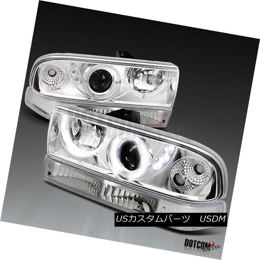 ヘッドライト 98-04 S10 Blazer Clear LEDハロープロジェクターヘッドライト+ Eur  oシグナルバンパーライト 9