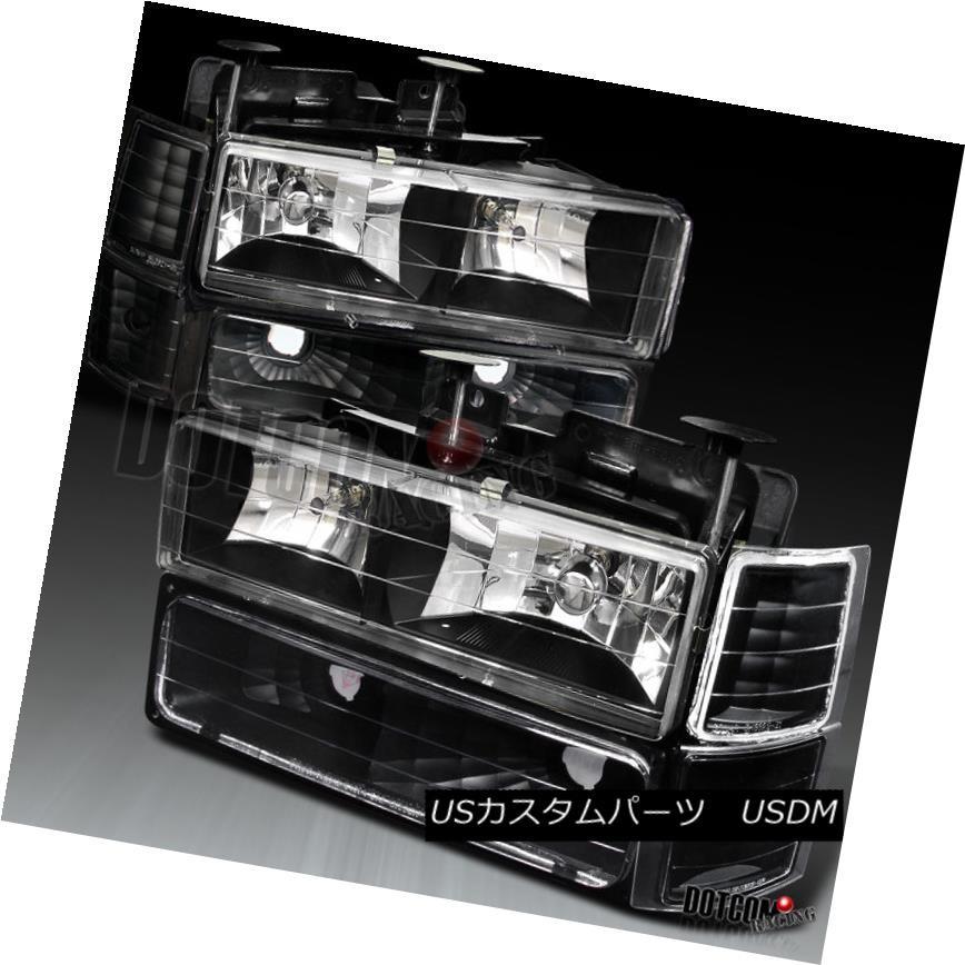 前照灯 94-98都市近郊部C10ブラックヘッドライトコーナーバンパー8個仕掛ける 94-98 Suburban C10 Black Headlight 車、バイク、自転車-自動車-その他ライト