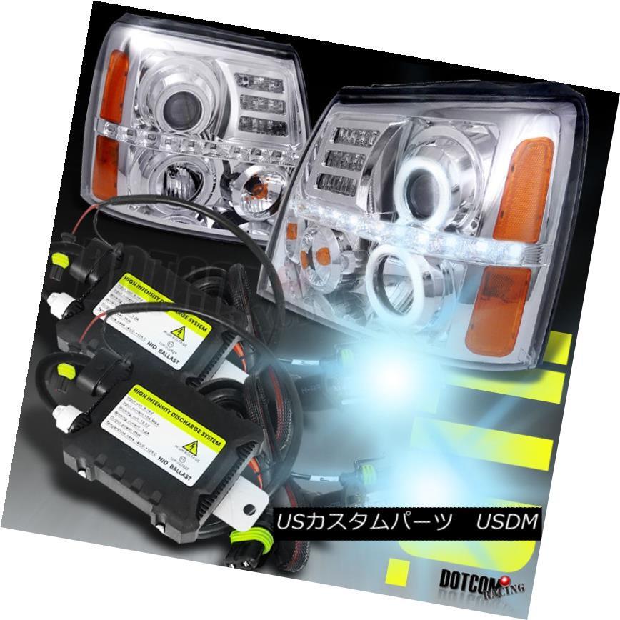 ヘッドライト 02-06 Escalade Halo LEDプロジェクターヘッドライト+ H1スリムHID変換キット6000K 02-06 Escal