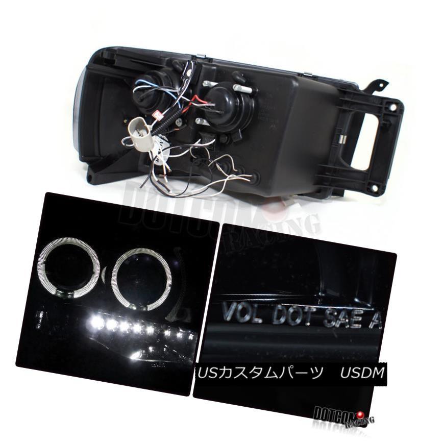 ヘッドライト Glossy Black 2002-2005 Dodge RAM Haloプロジェクターヘッドライト+ H1 6000K HIDキット_1