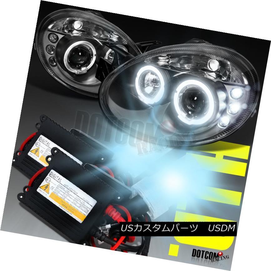 ヘッドライト 2003-2005 Dodge Neon Haloブラックプロジェクターヘッドライト+ H1 6000K HIDキット 2003-200