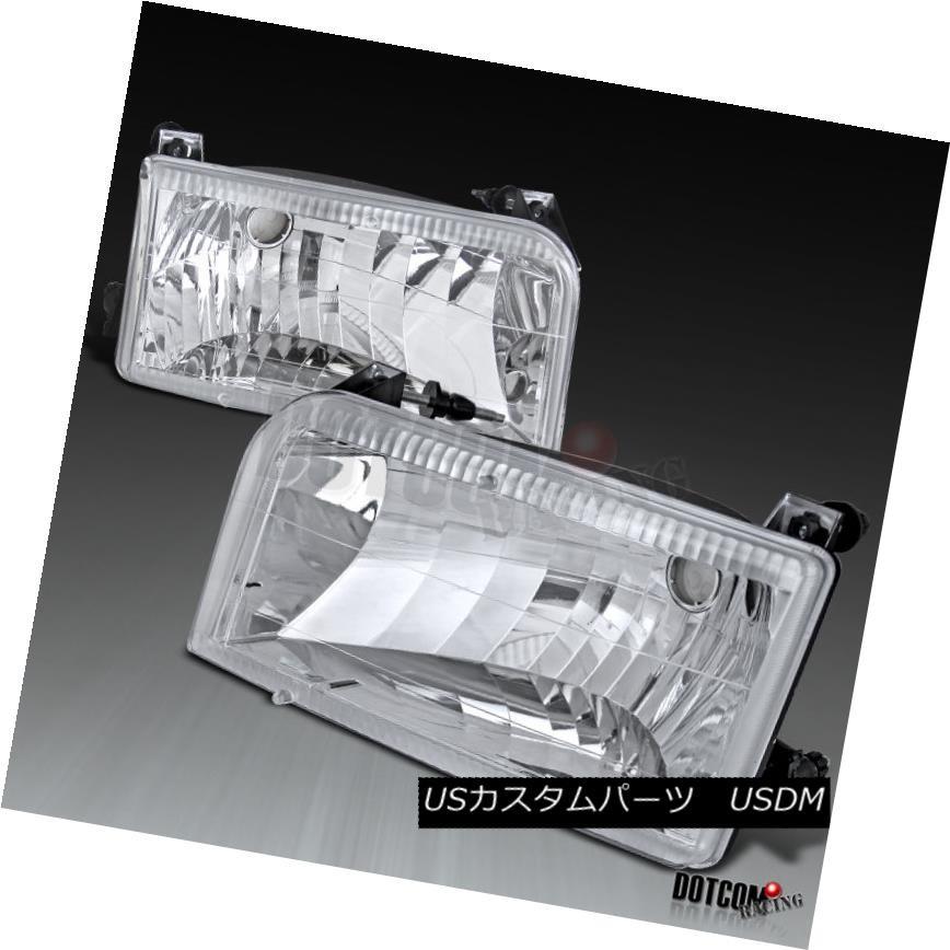 ヘッドライト 92-96 Ford F150 / 250/350ブロンコクリスタルクロームクリアヘッドライトペア 92-96 Ford F150/25