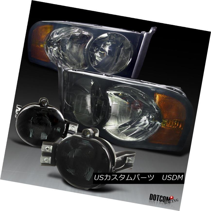 ヘッドライト 2002-2005ダッジRAM 1500 2500 3500スモークヘッドライト+フォグバンパーランプ 2002-2005 Dodge