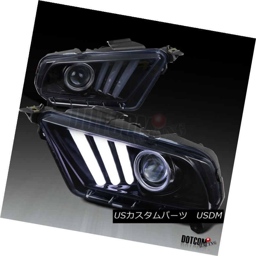 ヘッドライト 10-14 Ford Mustang Glossyブラックスモークプロジェクターヘッドライト+シーケンス エント