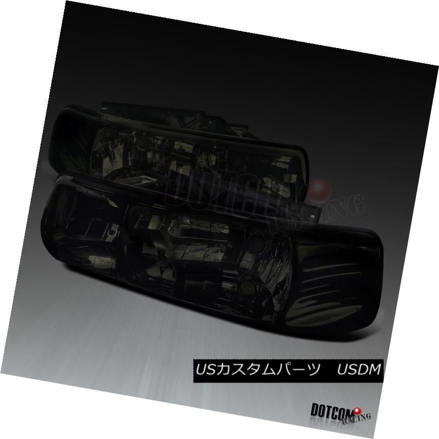 ヘッドライト 1999-2002シボレーシルバラードスモークレンズヘッドライトダイヤモンドヘッドランプペア 1999-2002 Chevy Silve
