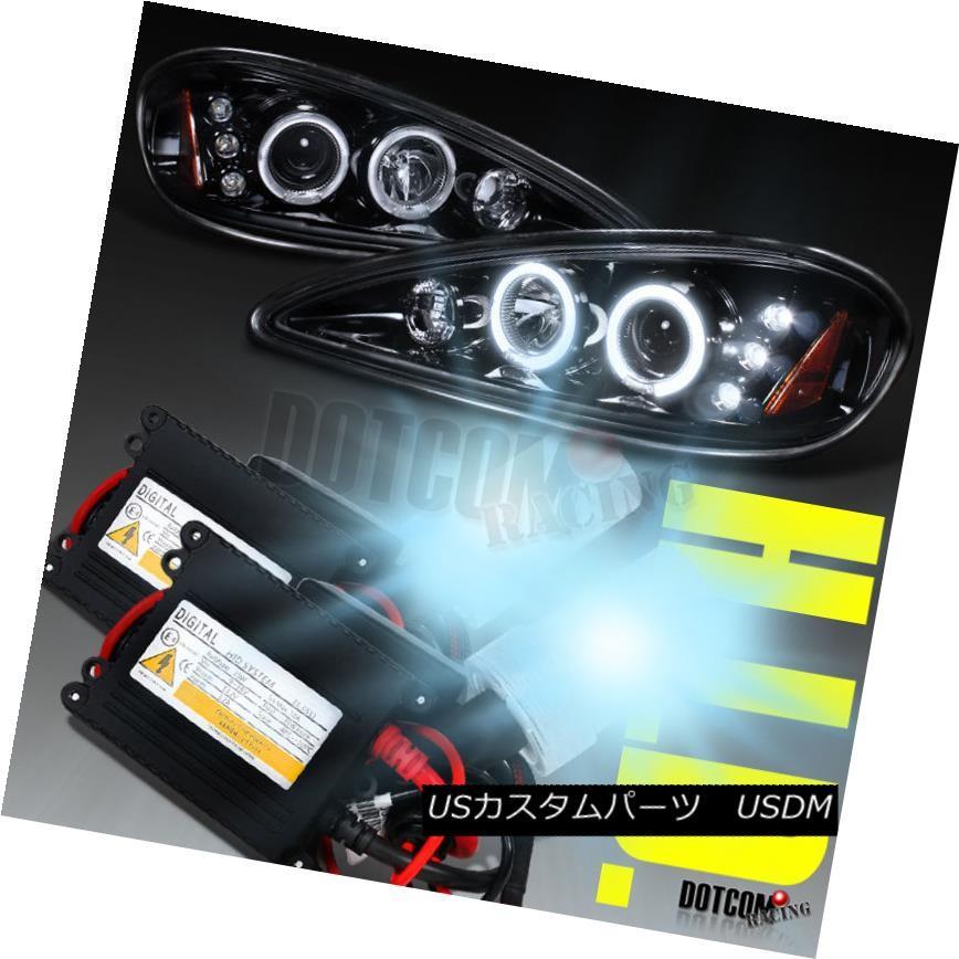 ヘッドライト グロスブラック99-05 Grand Am LED HaloプロジェクターH1 HID Xenonスモークレンズヘッドライト Gloss