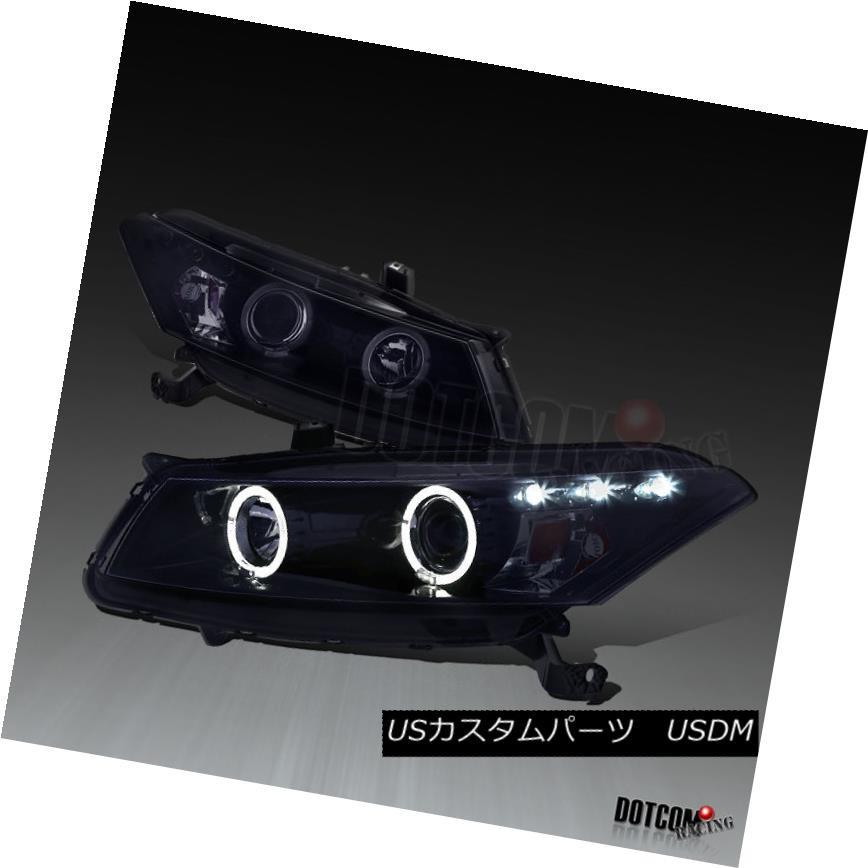 ヘッドライト 2008  -  2012年ホンダアコード2r光沢ブラックデュアルハローLEDプロジェクターヘッドライト For 2008-2012 H