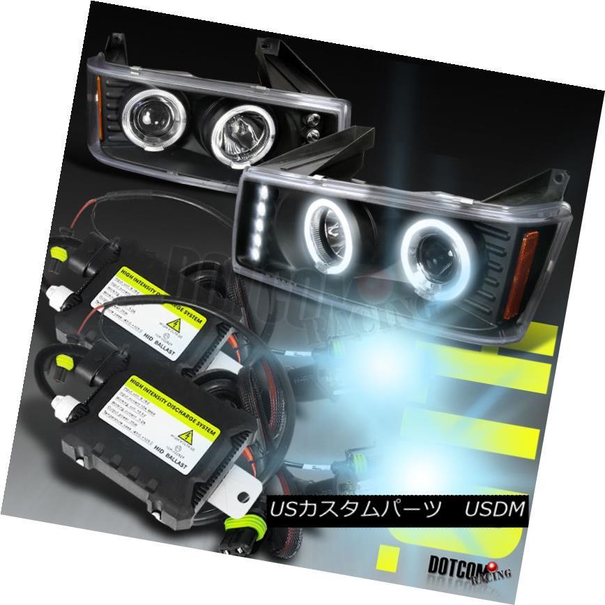 ヘッドライト 2004-2012コロラドキャニオンLEDハローブラックプロジェクターヘッドライト+ H1 6000K HIDキット 2004-2012