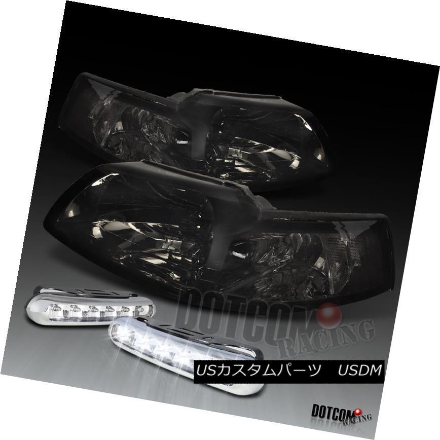 ヘッドライト 99-04フォードマスタングスモークヘッドライト+バンパーLEDストリップフォグランプ 99-04 Ford Mustang Smoke
