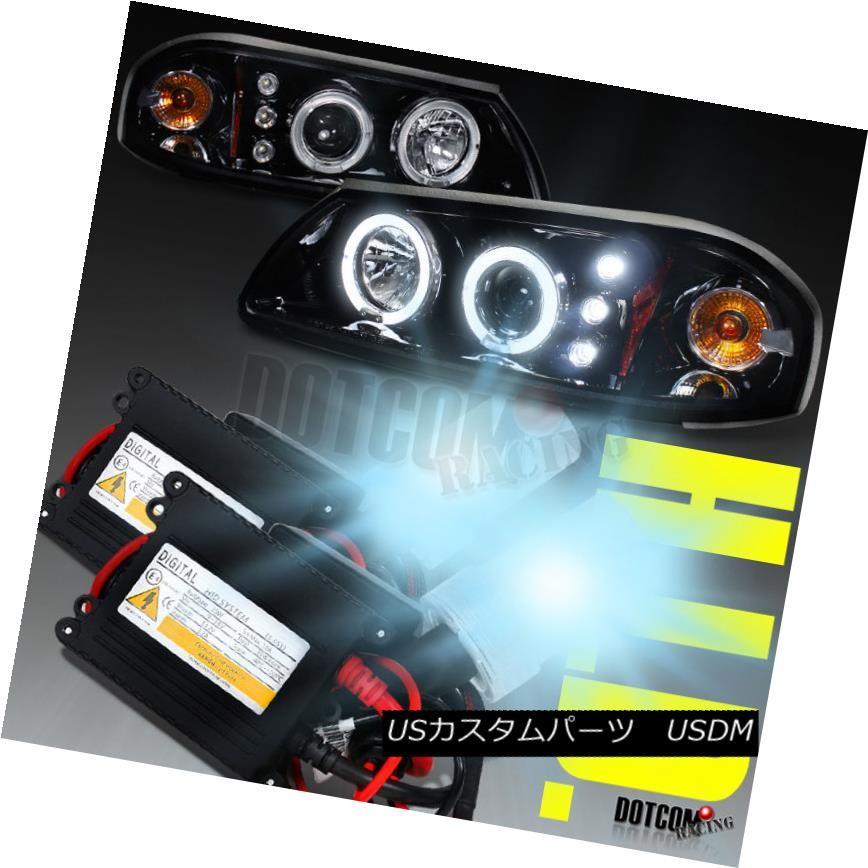 ヘッドライト Glossy Black 00-05インパラハロープロジェクターH1 HIDスリムLEDヘッドライトスモークレンズ Glossy Bla