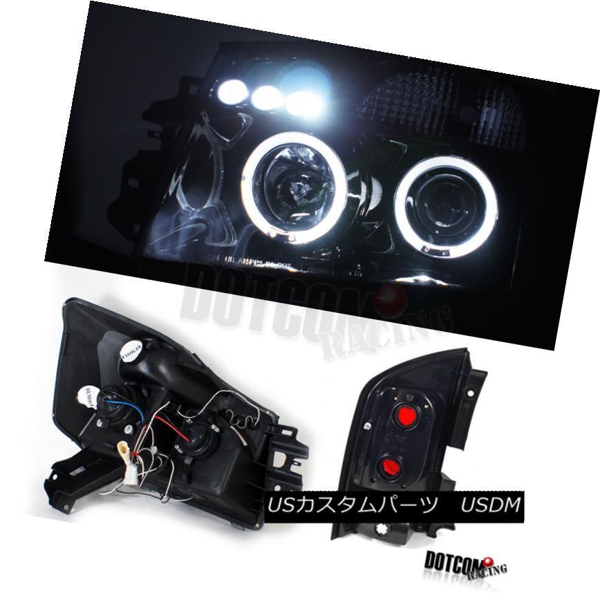 ヘッドライト 2005-2007 Armada Glossy Black Haloプロジェクターヘッドライト+タイ  l +の画像