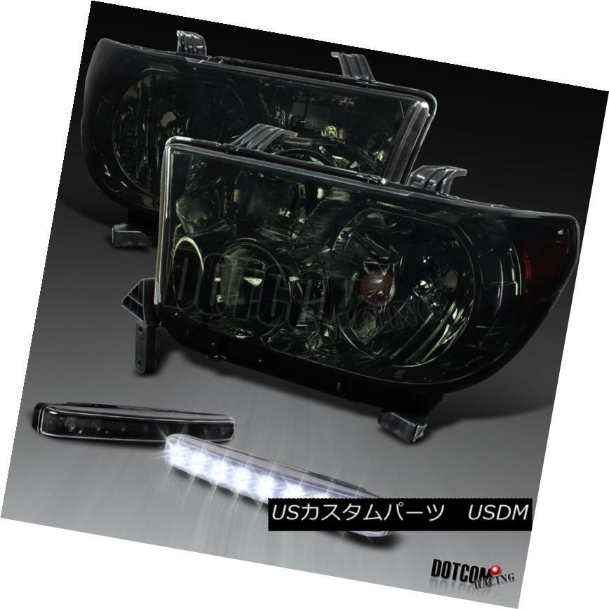 ヘッドライト トヨタ07-13トンドラ08-14セコイア煙ダイヤモンドヘッドライト+ 8-L   ED DRLフォグランプ T