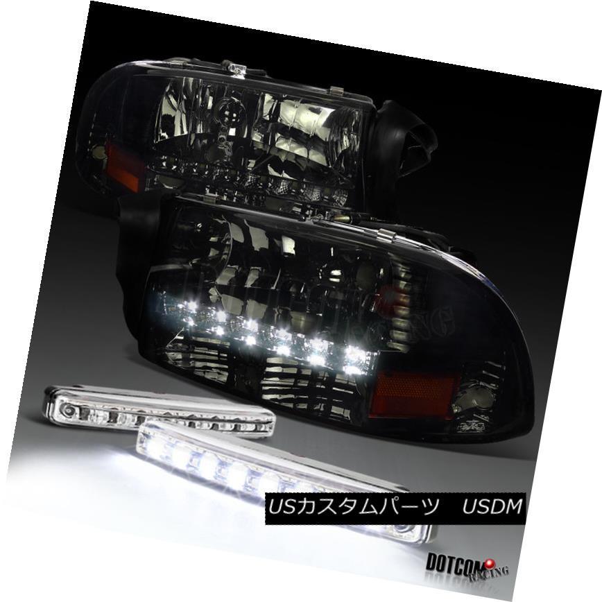 前照灯 ダッジダコタデュランゴ97-04スモークヘッドライトW / DRL +白いことLEDフォグランプ Dodge Dakota Durang 車、バイク、自転車-自動車-ライト、レンズ