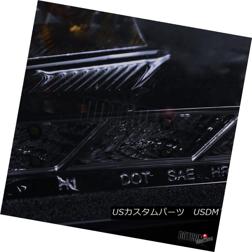 ヘッドライト 光沢ブラック2010-2012ジェネシススモークR8 LED DRLプロジェクターヘッドライトランプ Glossy Black Forの画像