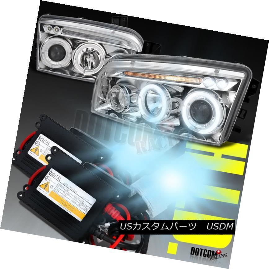前照灯 2006-2010 Dodge Chargerハロークロームプロジェクターヘッドライト+ H1 6000K HID一揃いの道具 2006-20
