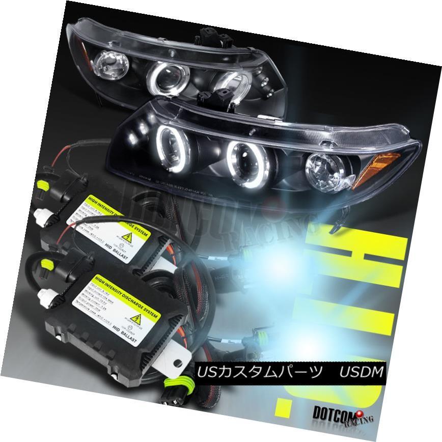 ヘッドライト スリムHID変換キット+フィットホンダ2006-2011シビック2Drプロジェクターヘッドライトブラック Slim HID Conver
