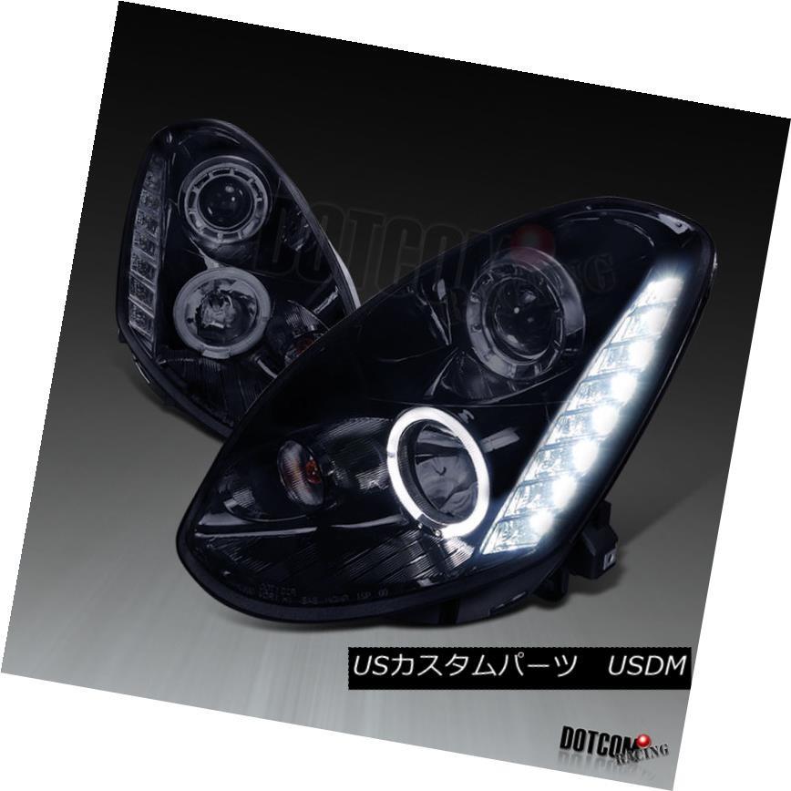ヘッドライト 光沢ブラックスモーク2005-2006 G35 4DrセダンハローLEDプロジェクターヘッドライト Glossy Black Smoke